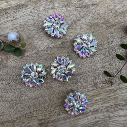 Пуговицы из серебристого металла со стразами хамелеон, 28 мм