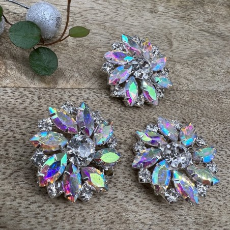 Пуговицы из серебристого металла со стразами хамелеон, 28 мм