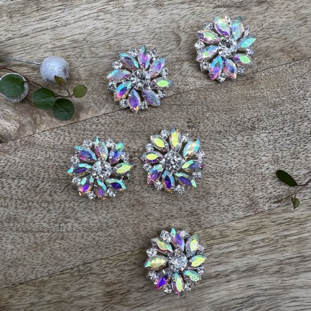 Пуговицы из серебристого металла со стразами хамелеон, 28 мм
