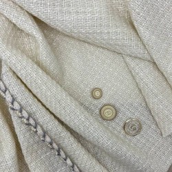 Твид однотонный классический сливочно-молочный с блестящей нитью в тон