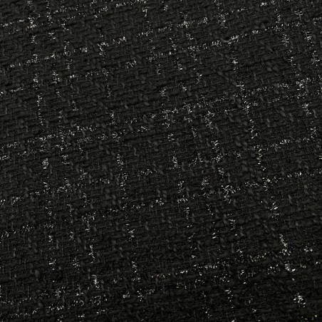 Твид однотонный классический чёрный с блестящей нитью в тон