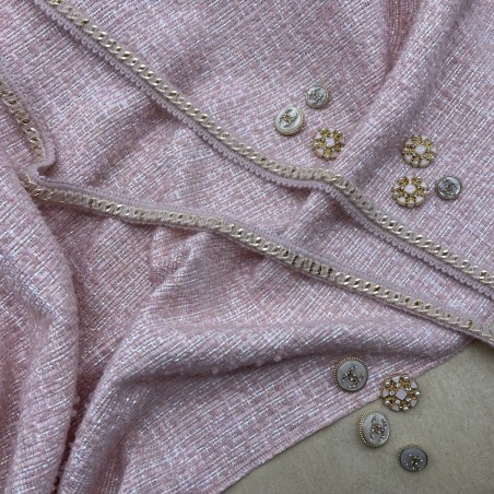 Твид нежно-розовый матовый без люрекса