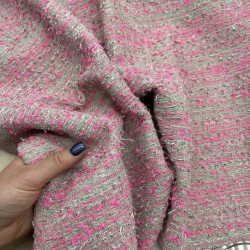 Твид матовый бежевый с яркими неоновыми нитями