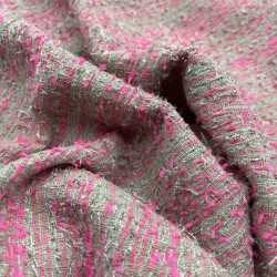 Твид матовый бежевый с яркими неоновыми нитями