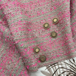 Твид матовый бежевый с яркими неоновыми нитями