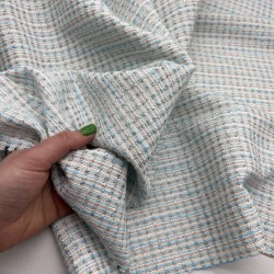 Твид молочный с бирюзовыми и бронзовыми нитями