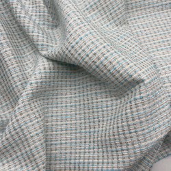 Твид молочный с бирюзовыми и бронзовыми нитями