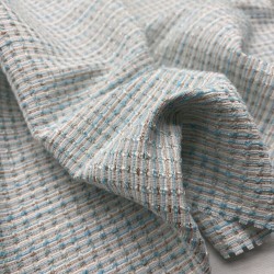 Твид молочный с бирюзовыми и бронзовыми нитями