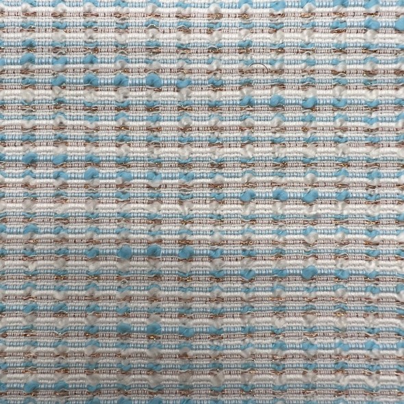 Твид молочный с бирюзовыми и бронзовыми нитями