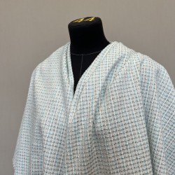 Твид молочный с бирюзовыми и бронзовыми нитями