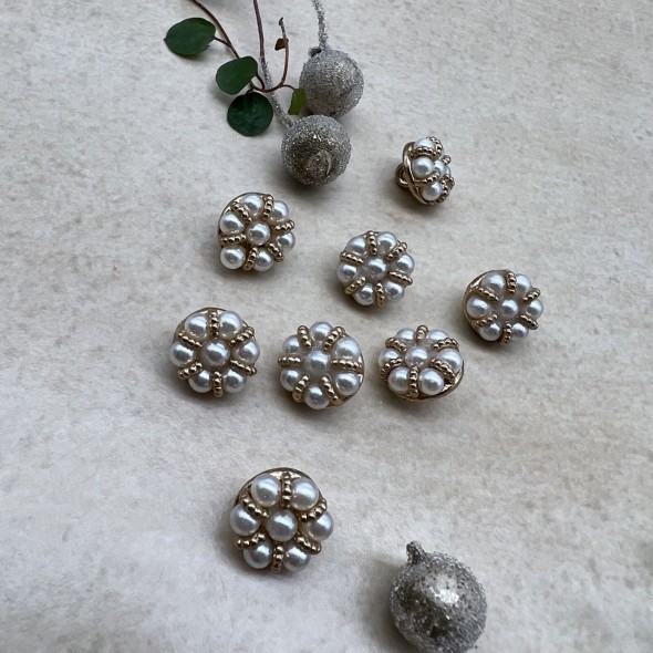 Пуговицы для блузочек металлические с жемчугом, 12.5 мм