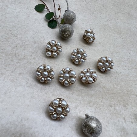 Пуговицы для блузочек металлические с жемчугом, 12.5 мм