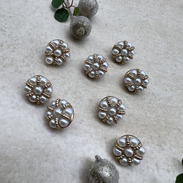 Пуговицы для блузочек металлические с жемчугом, 12.5 мм
