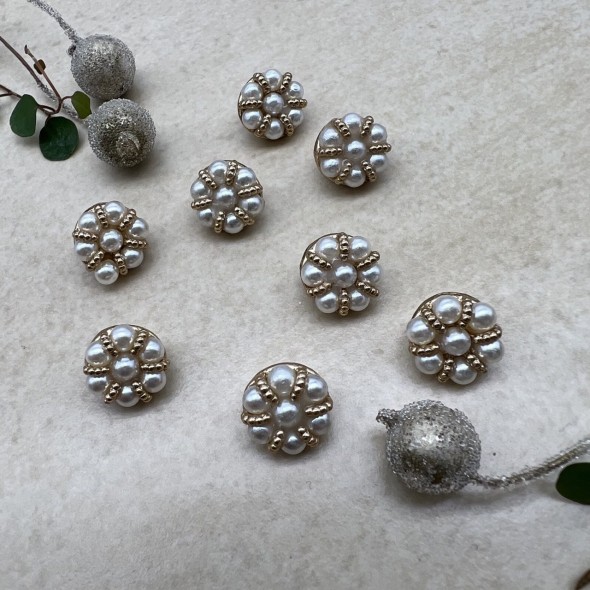 Пуговицы для блузочек металлические с жемчугом, 12.5 мм