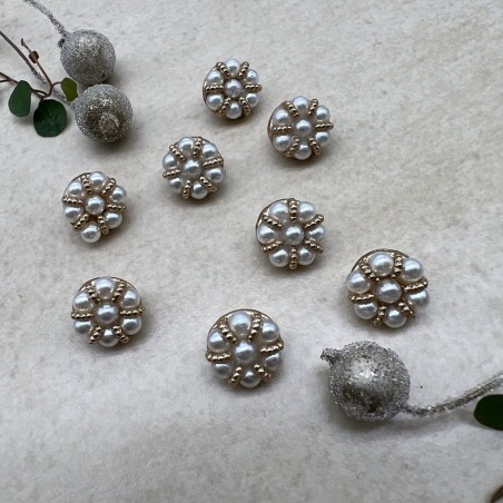 Пуговицы для блузочек металлические с жемчугом, 12.5 мм
