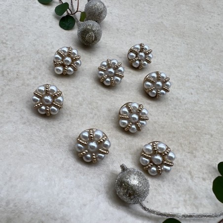 Пуговицы для блузочек металлические с жемчугом, 12.5 мм