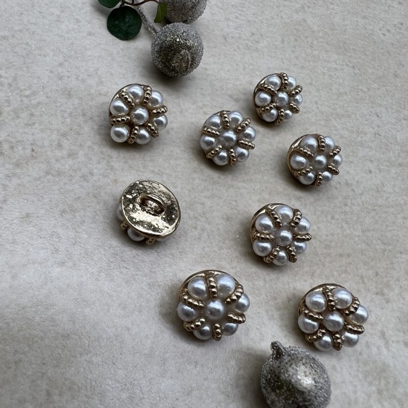 Пуговицы для блузочек металлические с жемчугом, 12.5 мм