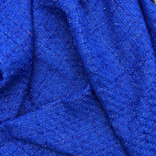 Твид классический ярко-синий с блестящей нитью в тон 2