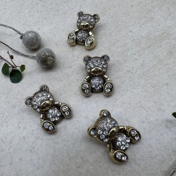 Пуговицы мишки цвета тёмного золота со стразами, 2.4*1.9 мм