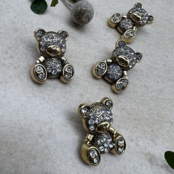 Пуговицы мишки цвета тёмного золота со стразами, 2.4*1.9 мм