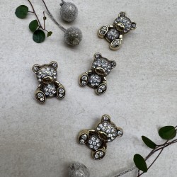 Пуговицы мишки цвета тёмного золота со стразами, 2.4*1.9 мм