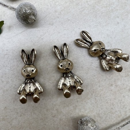 Пришивной элемент заяц цвета тёмного золота, 1.6*2.9 мм