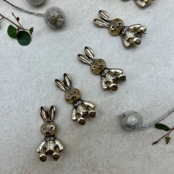 Пришивной элемент заяц цвета тёмного золота, 1.6*2.9 мм