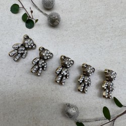 Пуговицы мишки цвета тёмного золота со стразами, 2.4*1.5 мм