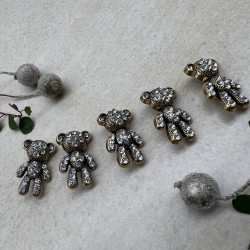 Пуговицы мишки цвета тёмного золота со стразами, 2.4*1.5 мм