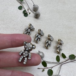 Пуговицы мишки цвета тёмного золота со стразами, 2.4*1.5 мм