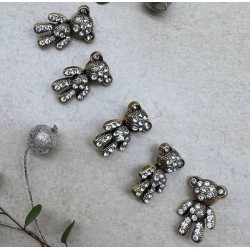 Пуговицы мишки цвета тёмного золота со стразами, 2.4*1.5 мм