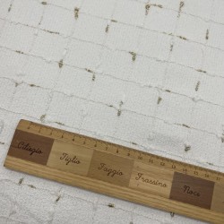 Ткань твид белый в клетку с золотистым люрексом