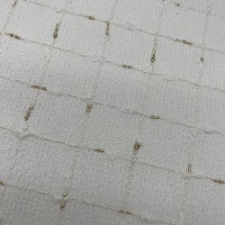 Ткань твид белый в клетку с золотистым люрексом