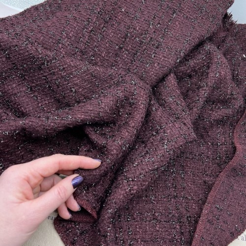 Твид винный с блестящей нитью в тон 2