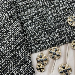 Твид меланжевый с мелкими пайетками и золотистым люрексом