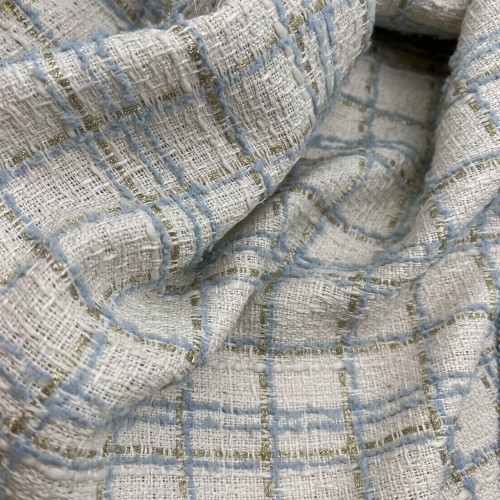 Ткань твид молочный в клетку 2