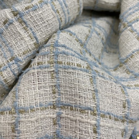 Ткань твид молочный в клетку