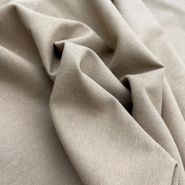 Ткань лён с хлопком и вискозой бежевого цвета