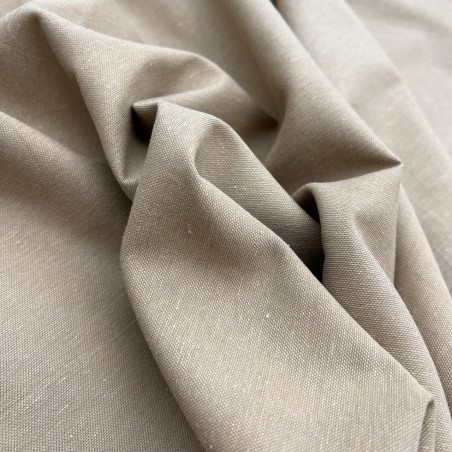 Ткань лён с хлопком и вискозой бежевого цвета