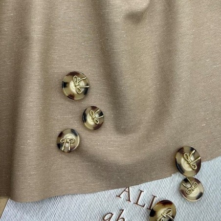 Ткань лён с хлопком и вискозой бежевого цвета