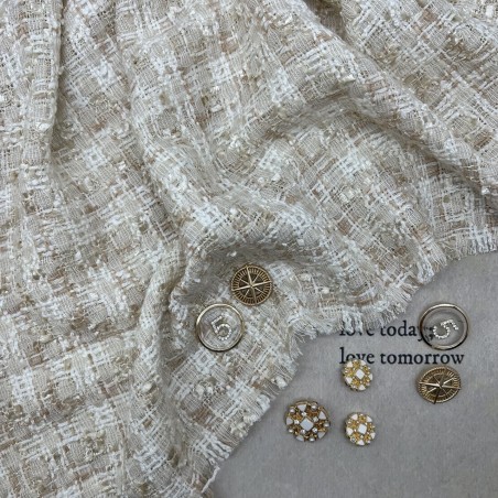 Твид молочно-кремовый меланжевый