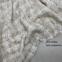 Твид молочно-кремовый меланжевый