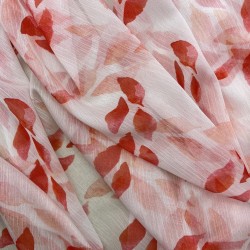 Ткань шифон жатый с коралловым принтом