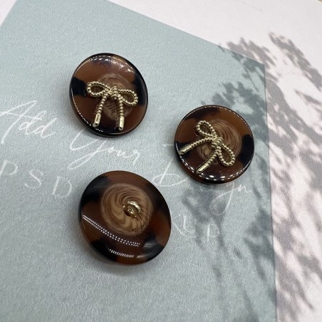 Пуговицы коричневые пластик на ножке с бантиками, 25 мм