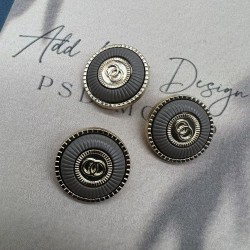 Пуговицы золотистые с бежевыми вставками, 23 мм