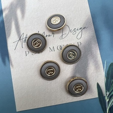 Пуговицы золотистые с бежевыми вставками, 23 мм