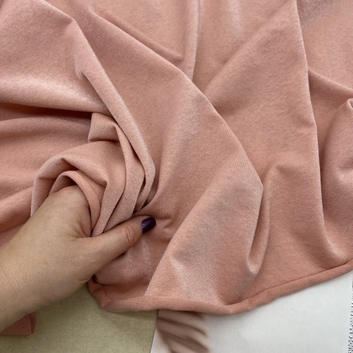 Трикотаж хлопок кулирная гладь с матовым блеском, персиковый