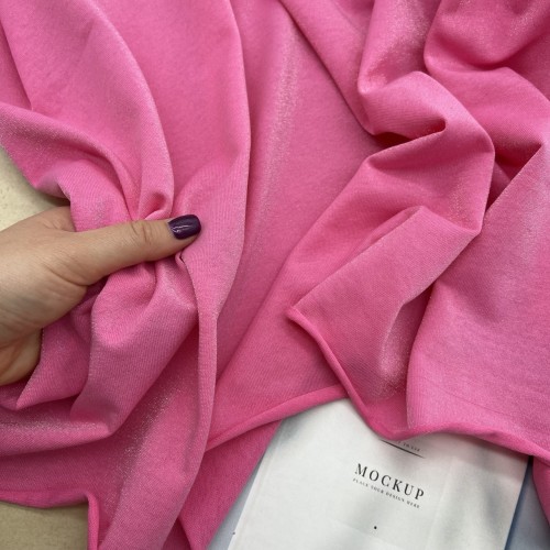 Трикотаж хлопок кулирная гладь с матовым блеском, фуксия