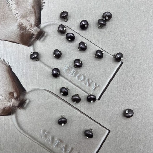 Пуговицы блузочные жемчуг на ножке со стразами, 9 мм