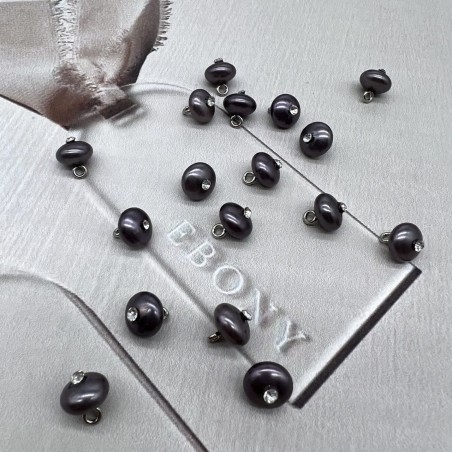 Пуговицы блузочные жемчуг на ножке со стразами, 9 мм